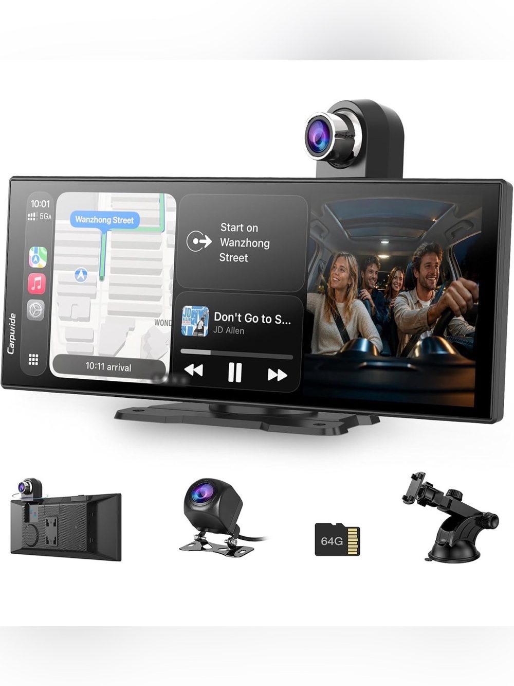 Carpuride 11.26" Wireless CarPlay Screen for Car with 4K & 1080P Dashcam
Portabl